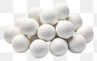 PNG  White golf balls sports pill white background.
