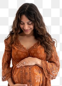 PNG  Pregnant latin woman portrait smiling looking.
