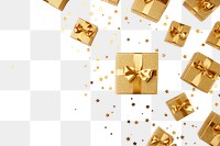 PNG Golden gift boxes backgrounds ribbon bow.