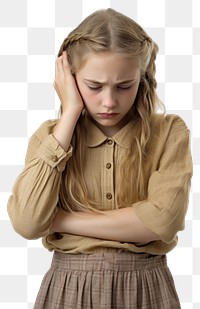 PNG Young british girl portrait worried photo. 