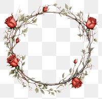 PNG  Thorns and red roses circle flower wreath. AI generated Image by rawpixel.