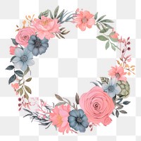PNG  Floral wreath pattern circle flower. AI generated Image by rawpixel.