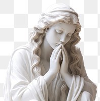 PNG  Greek sculpture woman praying hands statue white art