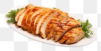 PNG Grilled chicken sliced plate meat.