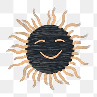 PNG  Chalk style sun black background creativity happiness.