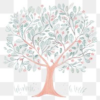 PNG  Chalk style tree pattern plant illustrated.
