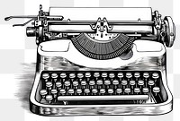 PNG  Typewriter drawing sketch white background.