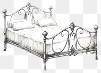 PNG  Vintage bed drawing sketch furniture.
