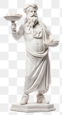 PNG  Greek sculpture chef statue figurine white.