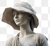 PNG  Greek sculpture wearing hat statue female art.