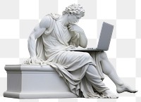 PNG  Greek sculpture using computer statue laptop adult