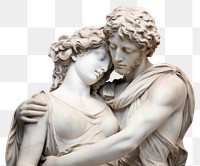 PNG  Greek sculptures hugging statue art white background