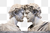 PNG  Greek sculptures kissing statue art representation.