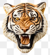 PNG Tiger head cookie animal mammal white background.