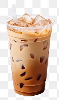 PNG Ice latte in plastic cup drink white background refreshment.