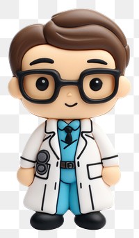 PNG Cute doctor cookie figurine toy white background.