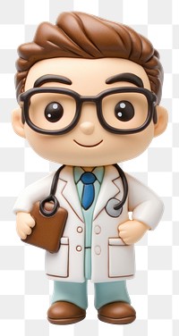 PNG Cute doctor cookie figurine toy 