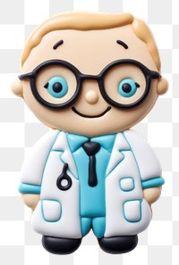 PNG Cute doctor cookie toy white background anthropomorphic.