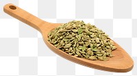 PNG Dried oregano chopped on wooden spoon spice food ingredient.