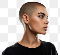 PNG Hispanic young woman with skinhead or short hair portrait photography fashion.