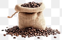 PNG Coffee and coffee beans sack bag white background.