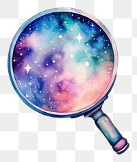 PNG Magnifying glass in Watercolor style star white background astronomy.