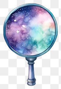 PNG Magnifying glass in Watercolor style astronomy universe galaxy.