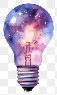 PNG Rlight bulb in Watercolor style lightbulb star white background.