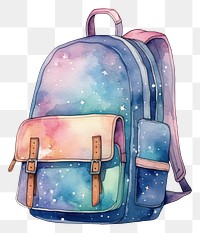 PNG School Bag in Watercolor style bag backpack white background.