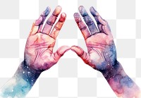 PNG 2 hands spread out in Watercolor style finger human white background.