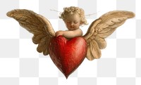 PNG Rococo heart adorned with cupid wings painting angel red