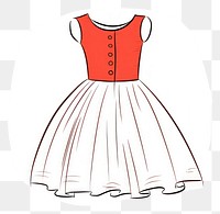 PNG Red dress fashion sketch white.