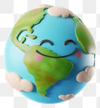 PNG 3D illustration of cute smile earth cartoon planet globe.