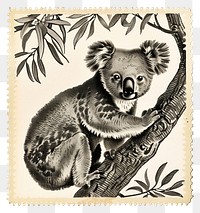 PNG Vintage postage stamp with koala wildlife animal mammal.