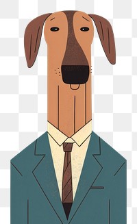 PNG Illustration dog wearing suit portrait cartoon animal.