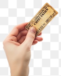 PNG Photo of hand holding ticket text white background currency.