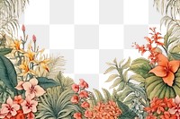 PNG Tropical vintage illustration flower backgrounds pattern.