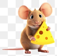 PNG Mouse holding cheese cartoon animal mammal.