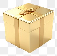 PNG Gift cube gold box white background.