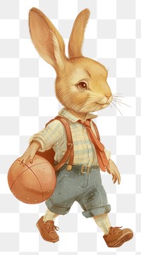 PNG Vintage illustration rabbit boy footwear animal mammal.