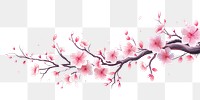 PNG Branch of cherry blossom flower plant white background.