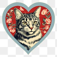 PNG Cat illustration printable sticker heart pattern mammal