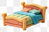 PNG Bed furniture cushion white background.