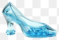 PNG Glass high heel footwear shoe white background.