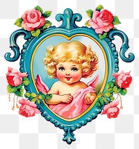 PNG Cherub printable sticker art heart baby.