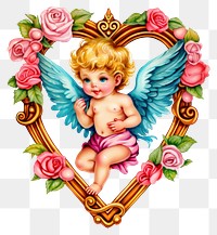 PNG Angle printable sticker angel heart baby.