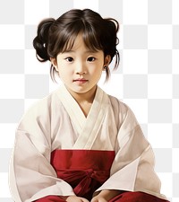 PNG Korean child robe white background hairstyle.