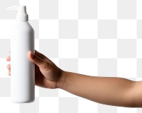 PNG Bottle holding lotion shaker.