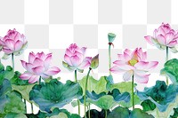 PNG  Lotus flowers border painting blossom nature.