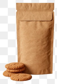 PNG  Paper pouch packaging mockup cookie bread food.